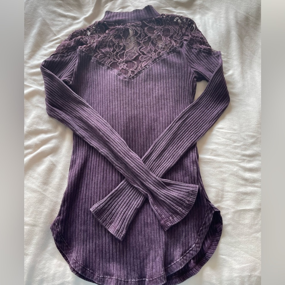 Free People lace-inset shirt